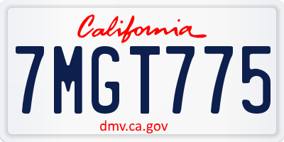 CA license plate 7MGT775