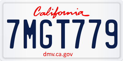 CA license plate 7MGT779