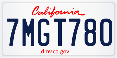 CA license plate 7MGT780