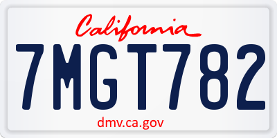 CA license plate 7MGT782