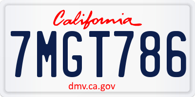 CA license plate 7MGT786