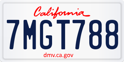CA license plate 7MGT788
