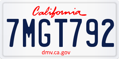 CA license plate 7MGT792