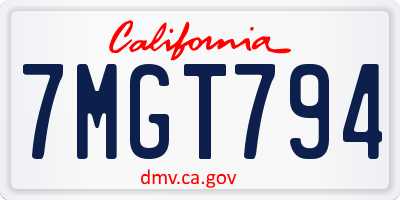CA license plate 7MGT794