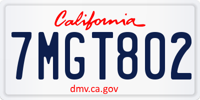 CA license plate 7MGT802