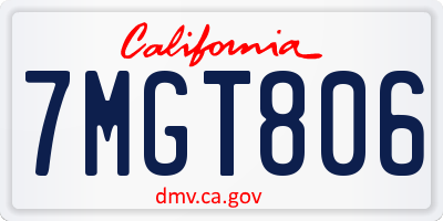 CA license plate 7MGT806