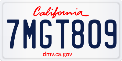 CA license plate 7MGT809