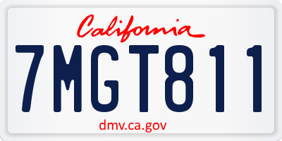 CA license plate 7MGT811