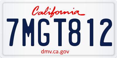 CA license plate 7MGT812