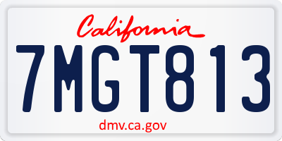 CA license plate 7MGT813