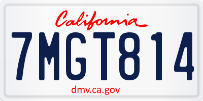 CA license plate 7MGT814