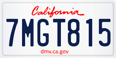 CA license plate 7MGT815