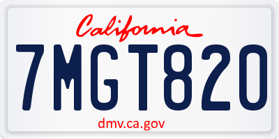 CA license plate 7MGT820