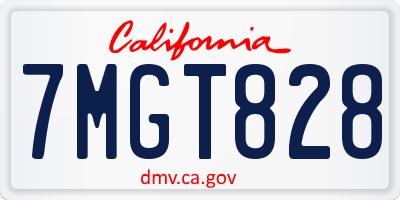 CA license plate 7MGT828