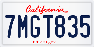 CA license plate 7MGT835