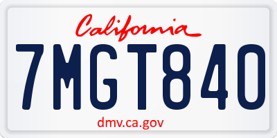 CA license plate 7MGT840