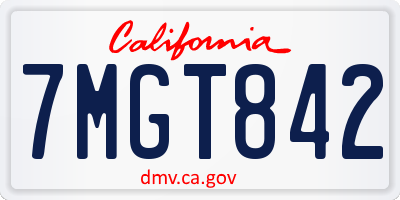 CA license plate 7MGT842