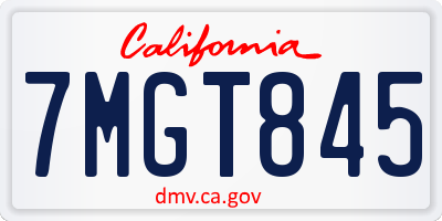 CA license plate 7MGT845