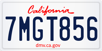 CA license plate 7MGT856