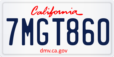 CA license plate 7MGT860