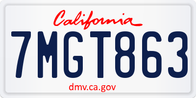 CA license plate 7MGT863