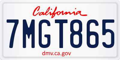 CA license plate 7MGT865