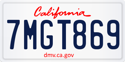 CA license plate 7MGT869