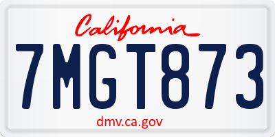 CA license plate 7MGT873