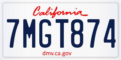 CA license plate 7MGT874