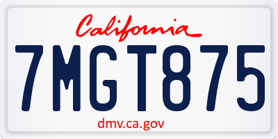 CA license plate 7MGT875