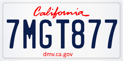CA license plate 7MGT877