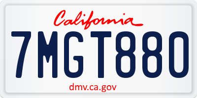 CA license plate 7MGT880