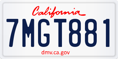 CA license plate 7MGT881