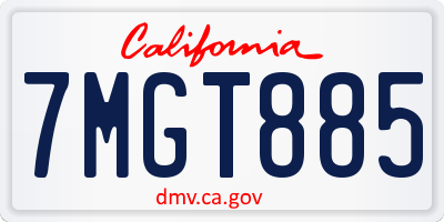 CA license plate 7MGT885