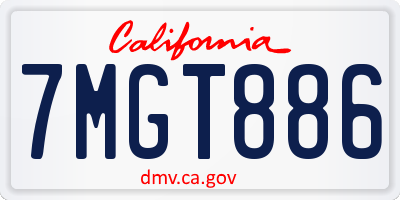 CA license plate 7MGT886