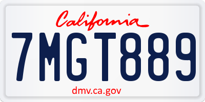 CA license plate 7MGT889