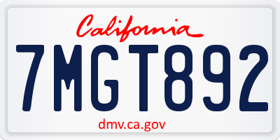 CA license plate 7MGT892