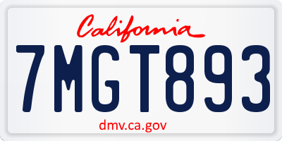 CA license plate 7MGT893