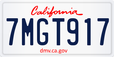 CA license plate 7MGT917