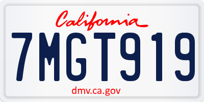 CA license plate 7MGT919