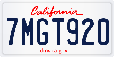 CA license plate 7MGT920