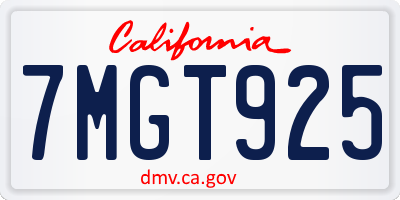 CA license plate 7MGT925