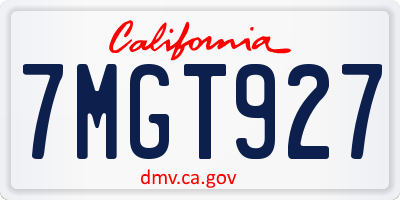 CA license plate 7MGT927