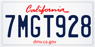 CA license plate 7MGT928
