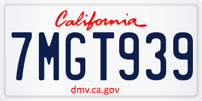 CA license plate 7MGT939