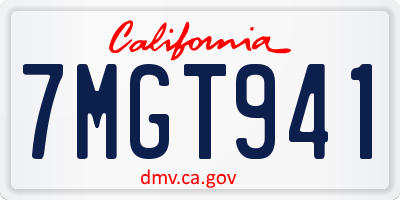 CA license plate 7MGT941