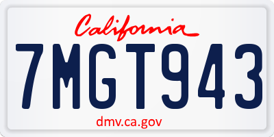 CA license plate 7MGT943