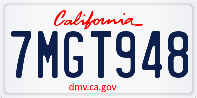 CA license plate 7MGT948