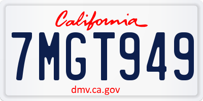 CA license plate 7MGT949