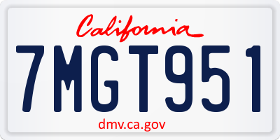 CA license plate 7MGT951